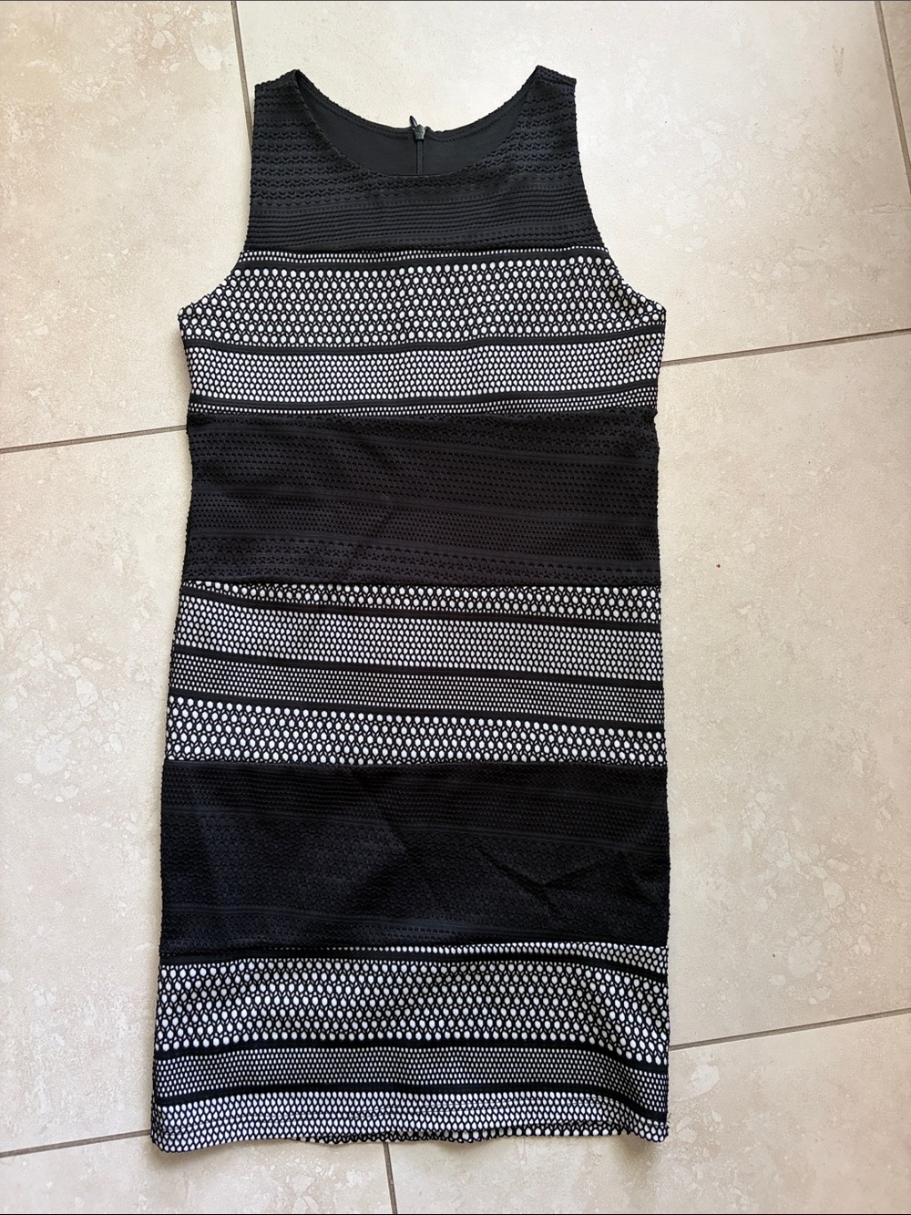 Un Deux Trois Black & White Striped Knit Sheath Dress
